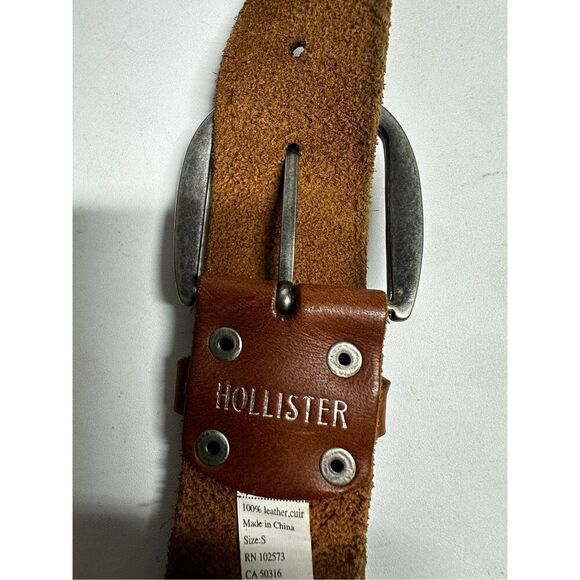 Rare Hollister Co. Leather Tea Rose Appliqué Brown Belt  Size S main image 11